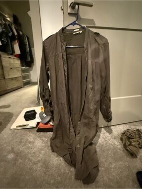 HOLDING HORSES Longline Trench Coat in Taupe Gray